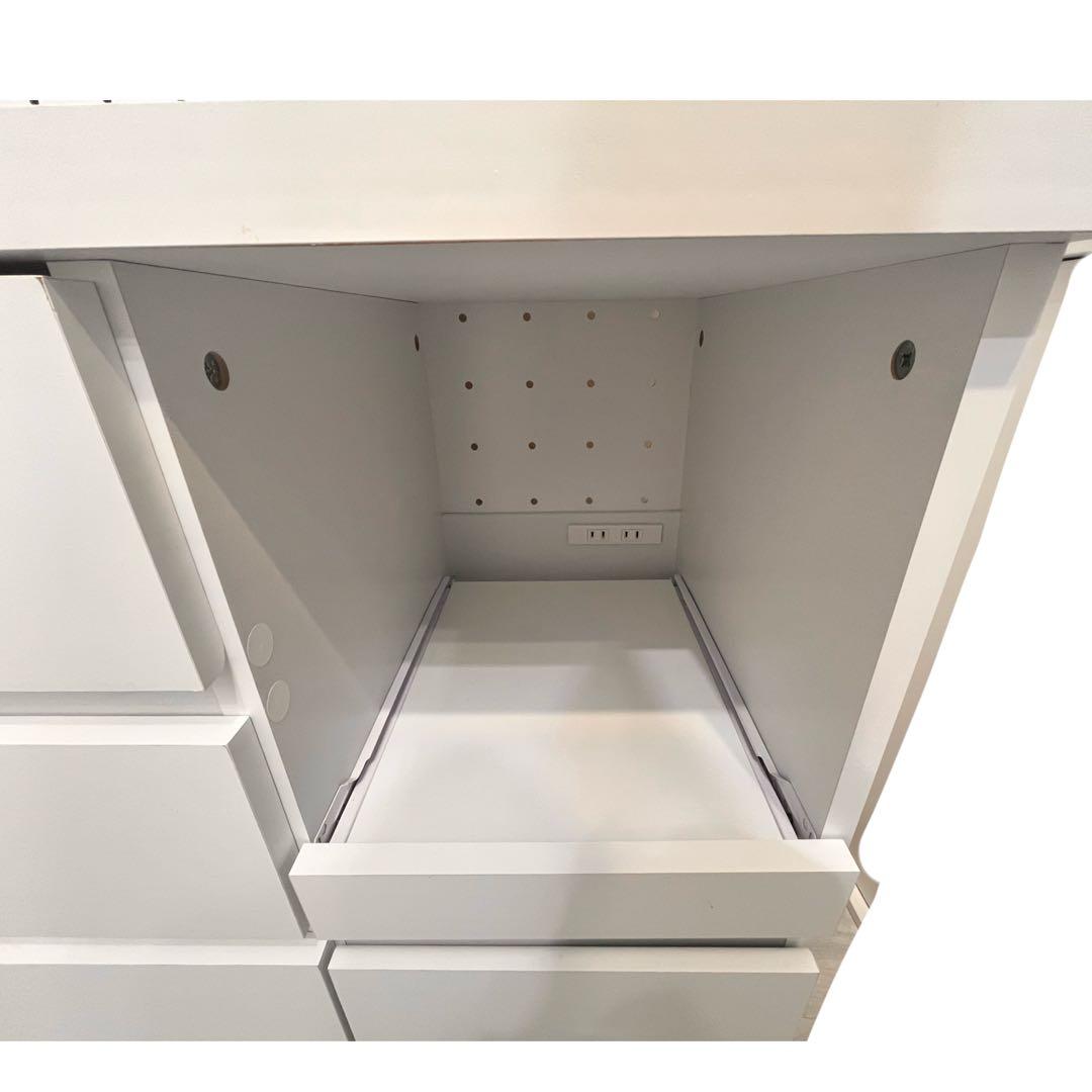 【送料込み】LOWYA キッチンボード 食器棚 ホワイト（上A＋下Bセット）