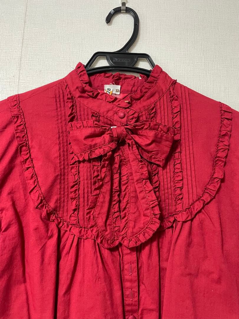 Pink House 赤いフリルブラウス 長袖