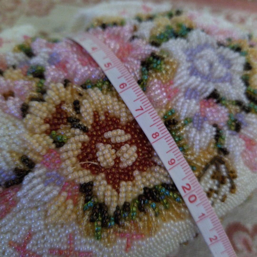 和装　ビーズバック　がま口　昭和レトロ　立体