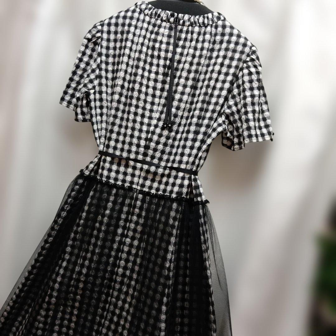 定番ギンガムチェックロングワンピースサイズ44