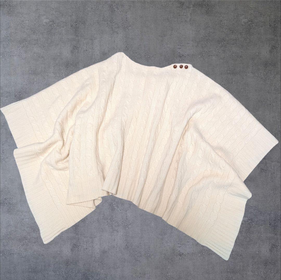 ラルフローレン ウール カシミヤ ケーブル編ニット ポンチョM-L