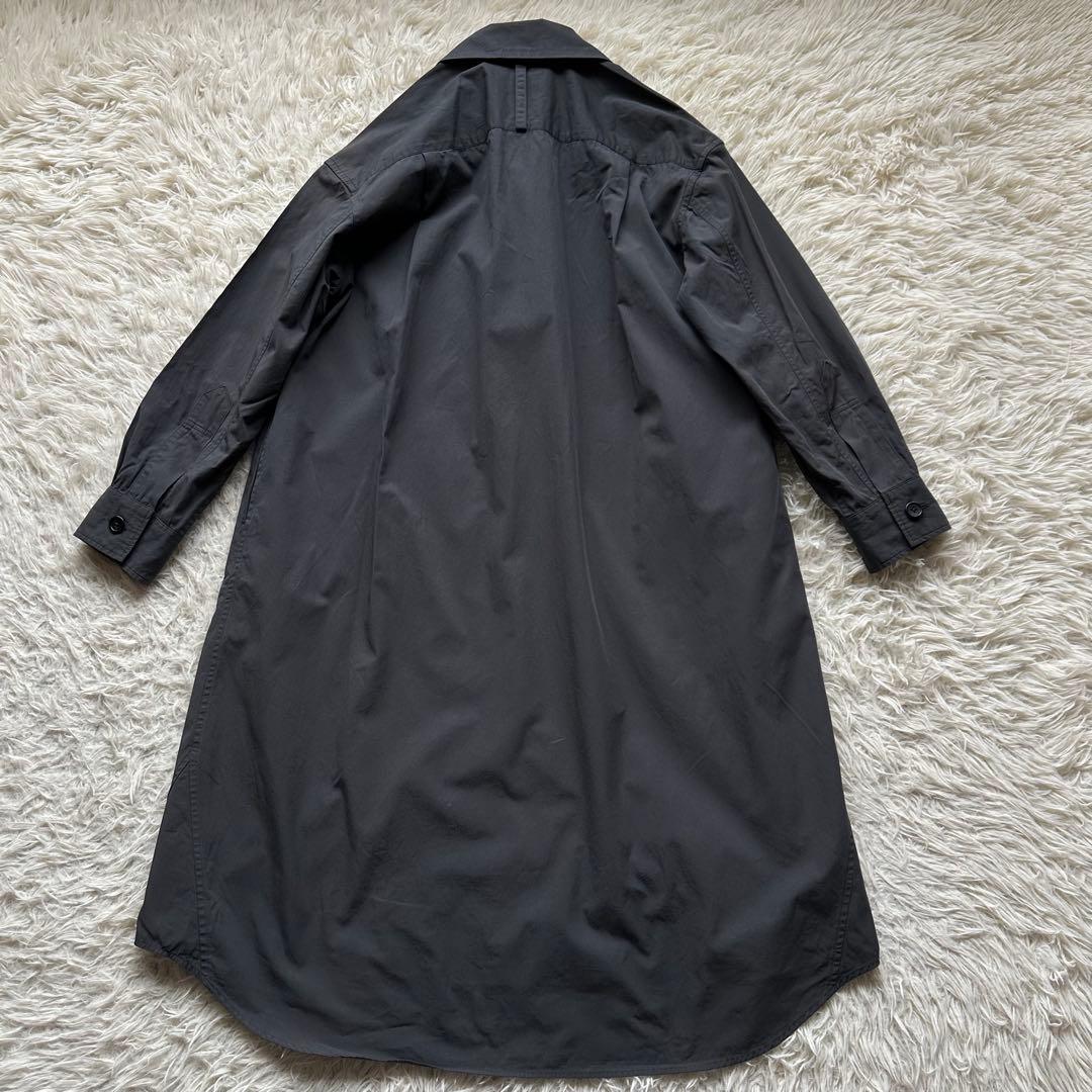 マーガレットハウエル　コットンツイル　シャツワンピース　Aライン　グレー　日本製