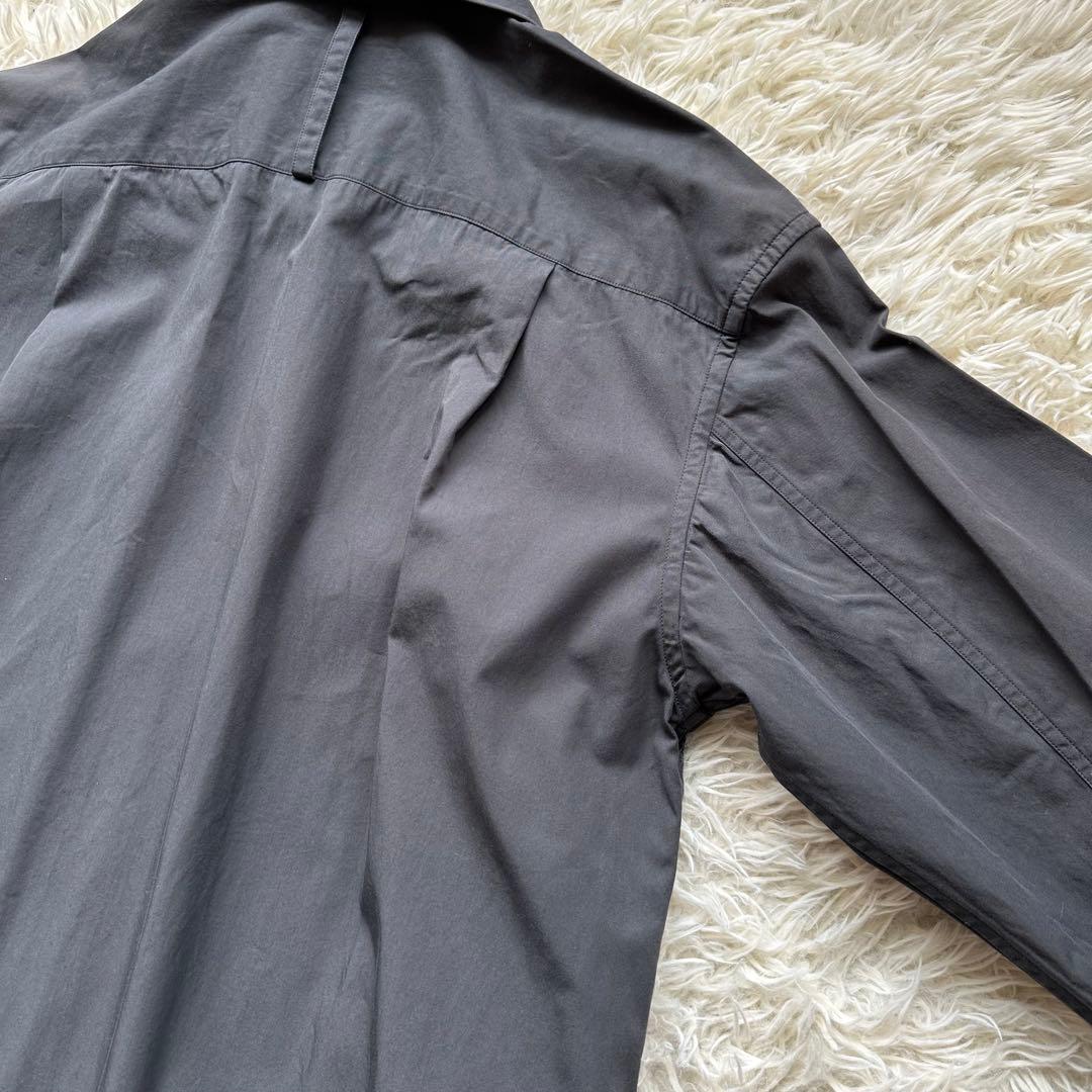 マーガレットハウエル　コットンツイル　シャツワンピース　Aライン　グレー　日本製