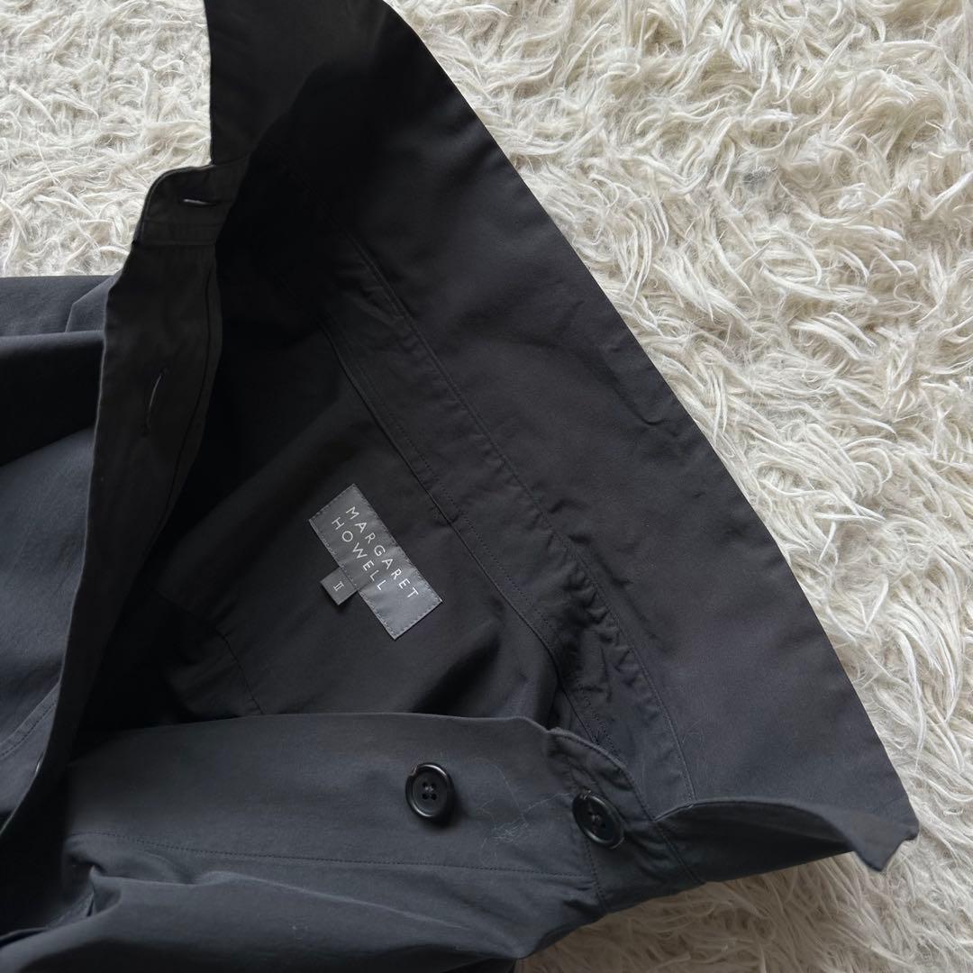 マーガレットハウエル　コットンツイル　シャツワンピース　Aライン　グレー　日本製