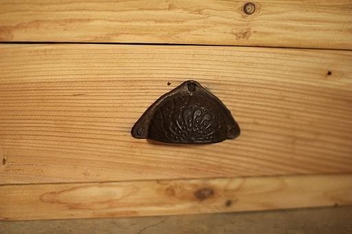 ロコ　古い木枠のガラス戸棚　引き出し3杯　水屋　食器棚　カウンター