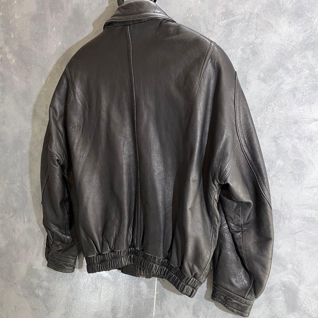 90S ビンテージレザーボンバージャケット Lサイズ 黒