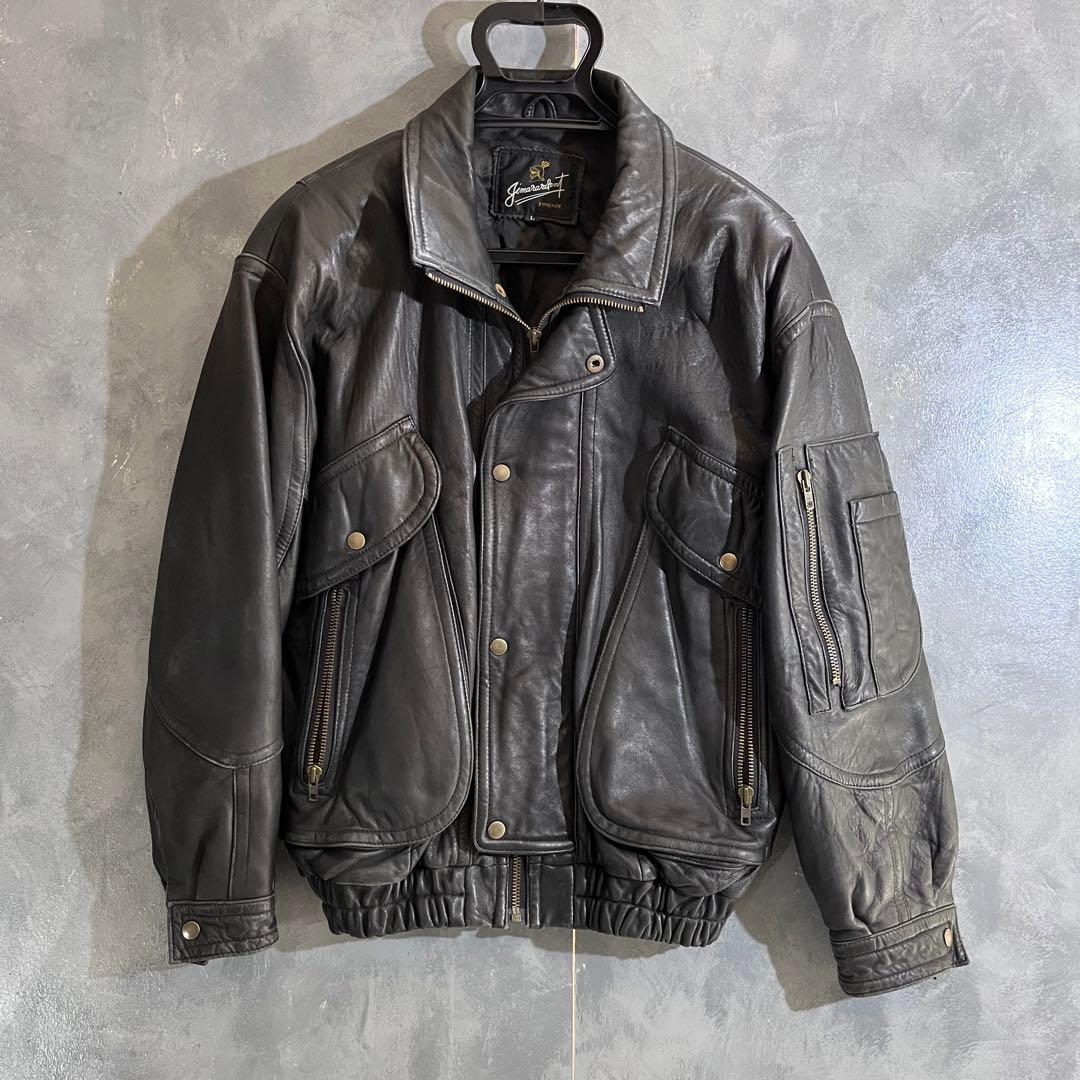 90S ビンテージレザーボンバージャケット Lサイズ 黒