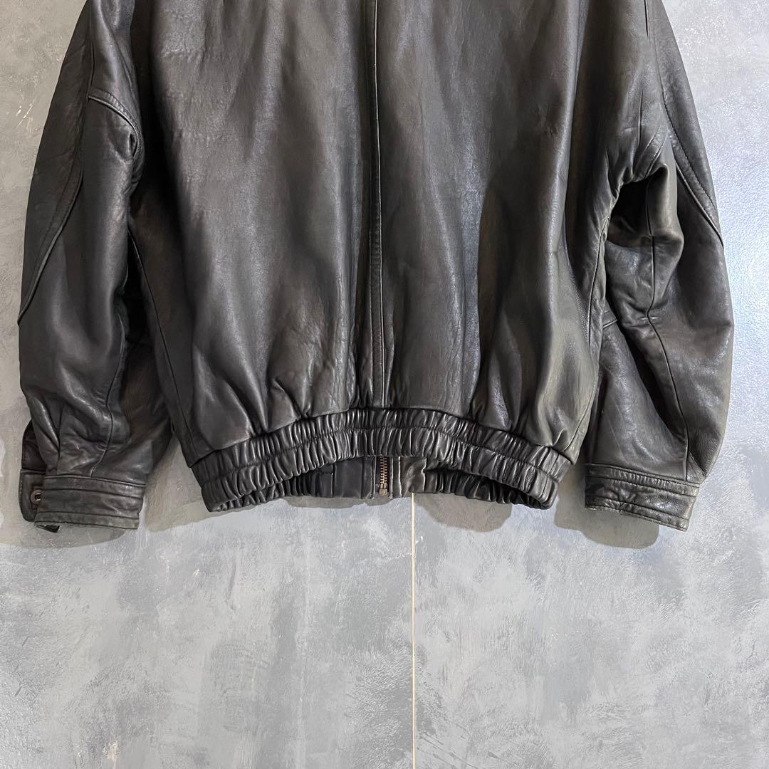 90S ビンテージレザーボンバージャケット Lサイズ 黒