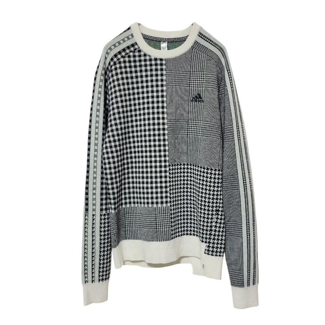adidas Golf マルチチェックパターン ジャカード クルーネックセーター