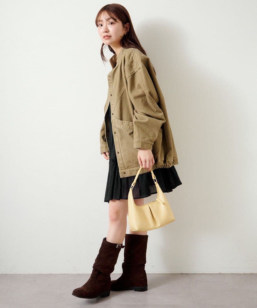 新品　Kastane カラーツイルレース付きジャケット　カスタネ カーキ