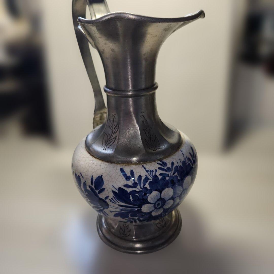 メーカー不明㉞「青と白の花柄花瓶」