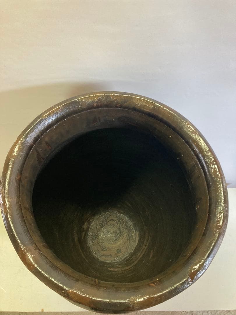 大 甕（かめ） 高さ63cm 昭和レトロ 常滑焼風 陶器 睡蓮鉢 メダカ鉢