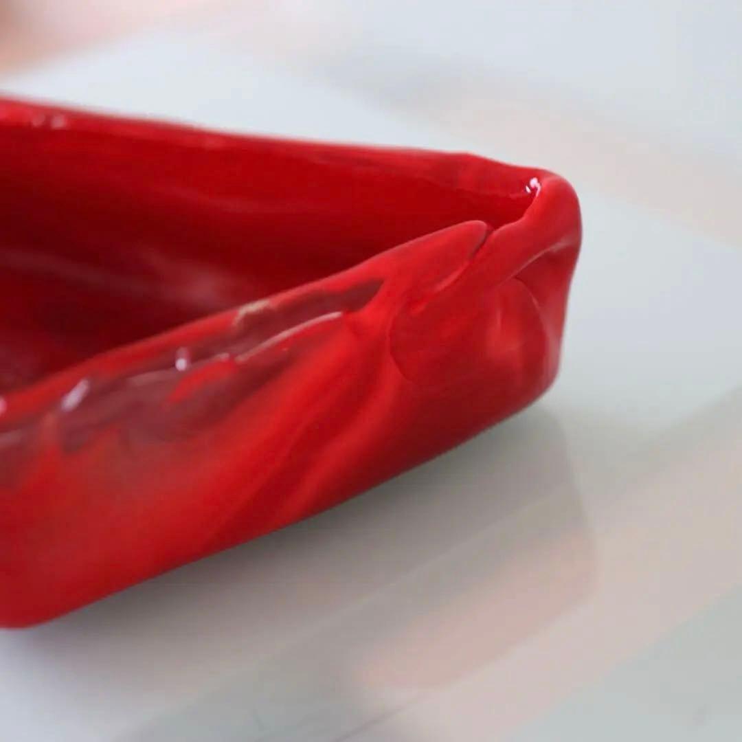 Rare IWATA GLASS Red Triangle Bowl/岩田工芸