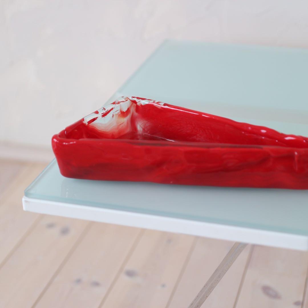 Rare IWATA GLASS Red Triangle Bowl/岩田工芸