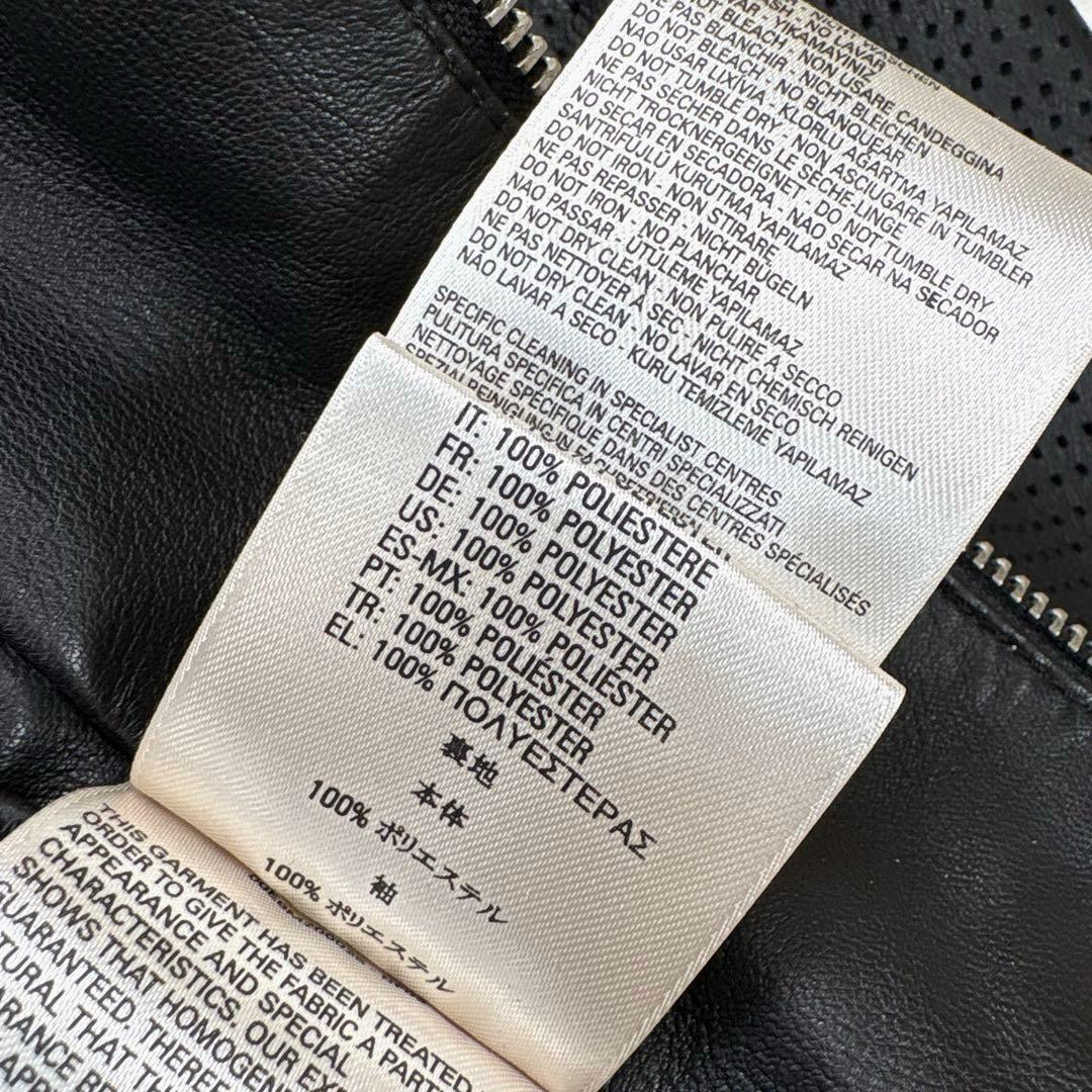 ✨美品✨ディーゼル　レザージャケット　パーカー　パンチング加工　ジップ　ブラック