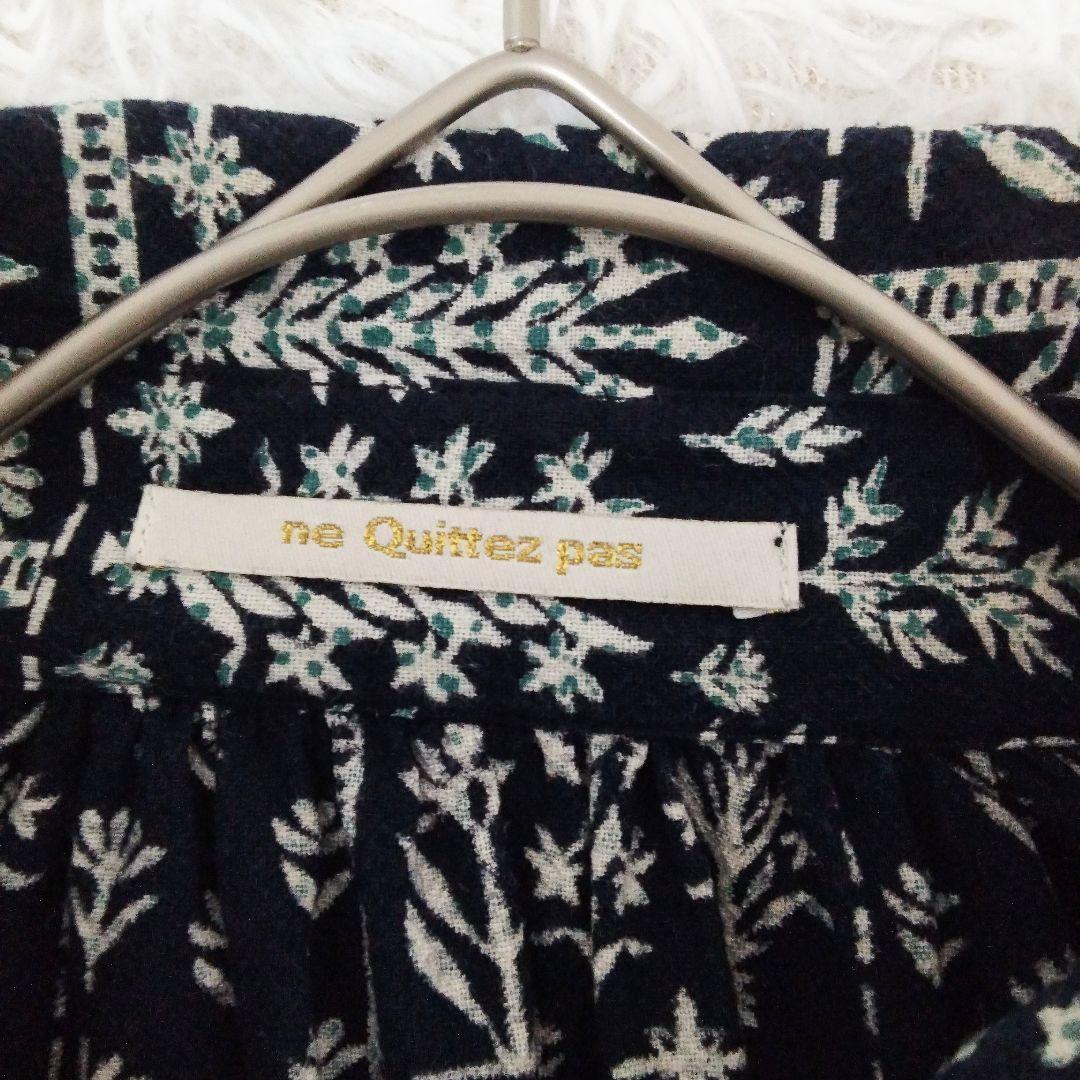 ヌキテパ クリンプコットンパッチワークシャツワンピース 総柄