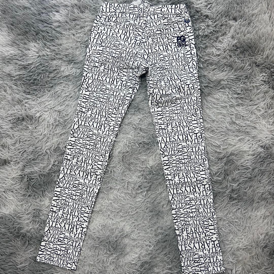 新品　パーリーゲイツ　パンツ　ストレッチ　秋冬　総柄　ホワイト　サイズ0