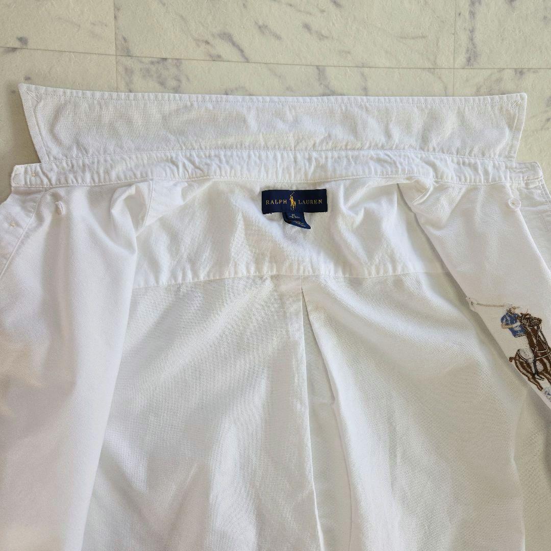 ラルフローレン 長袖シャツ ビッグポニー刺繍 白 ホワイト L相当