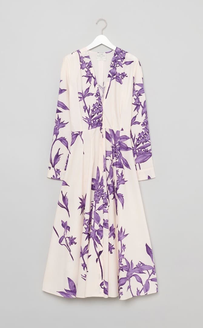専用品フォルテフォルテ パープルフラワープリントコットンドレス