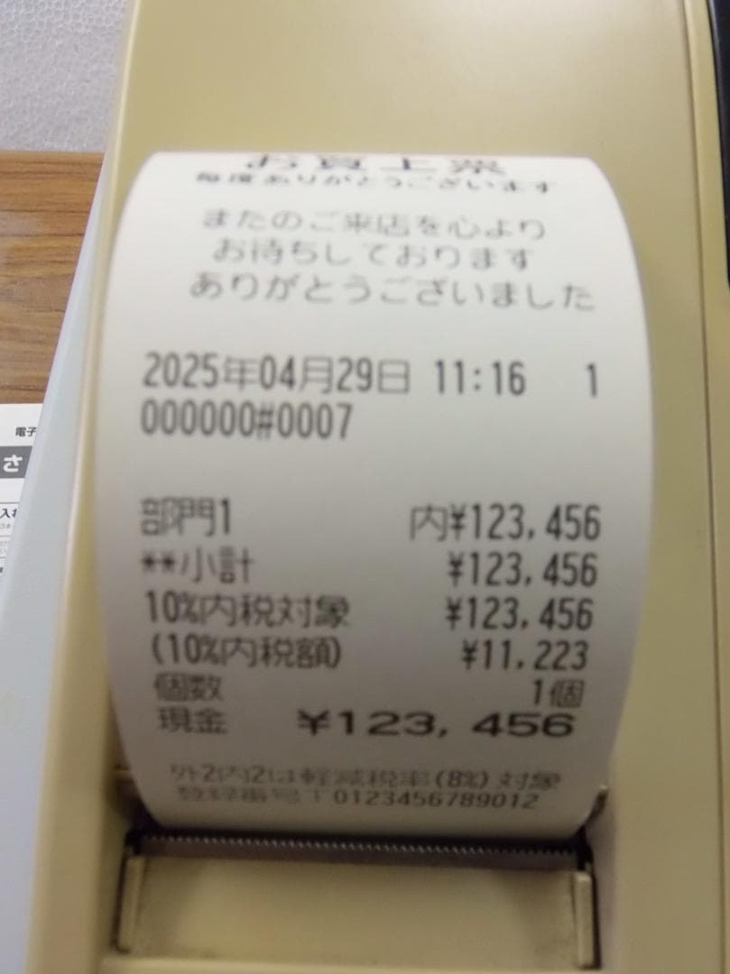 店名設定無料 SHARP XE-A20 レジスター A4サイズ 25042901