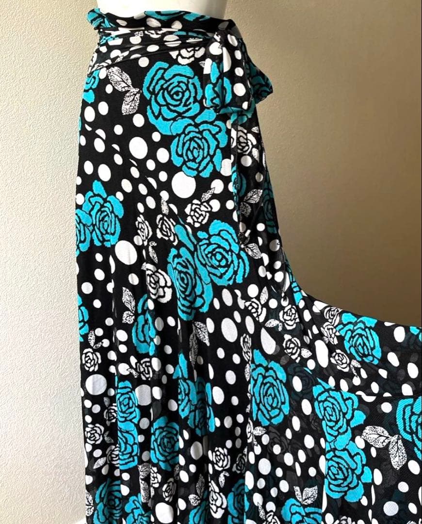 フラメンコ レッスン ファルダ　ウエスト総ゴム　大きめサイズ　リゾートドレス