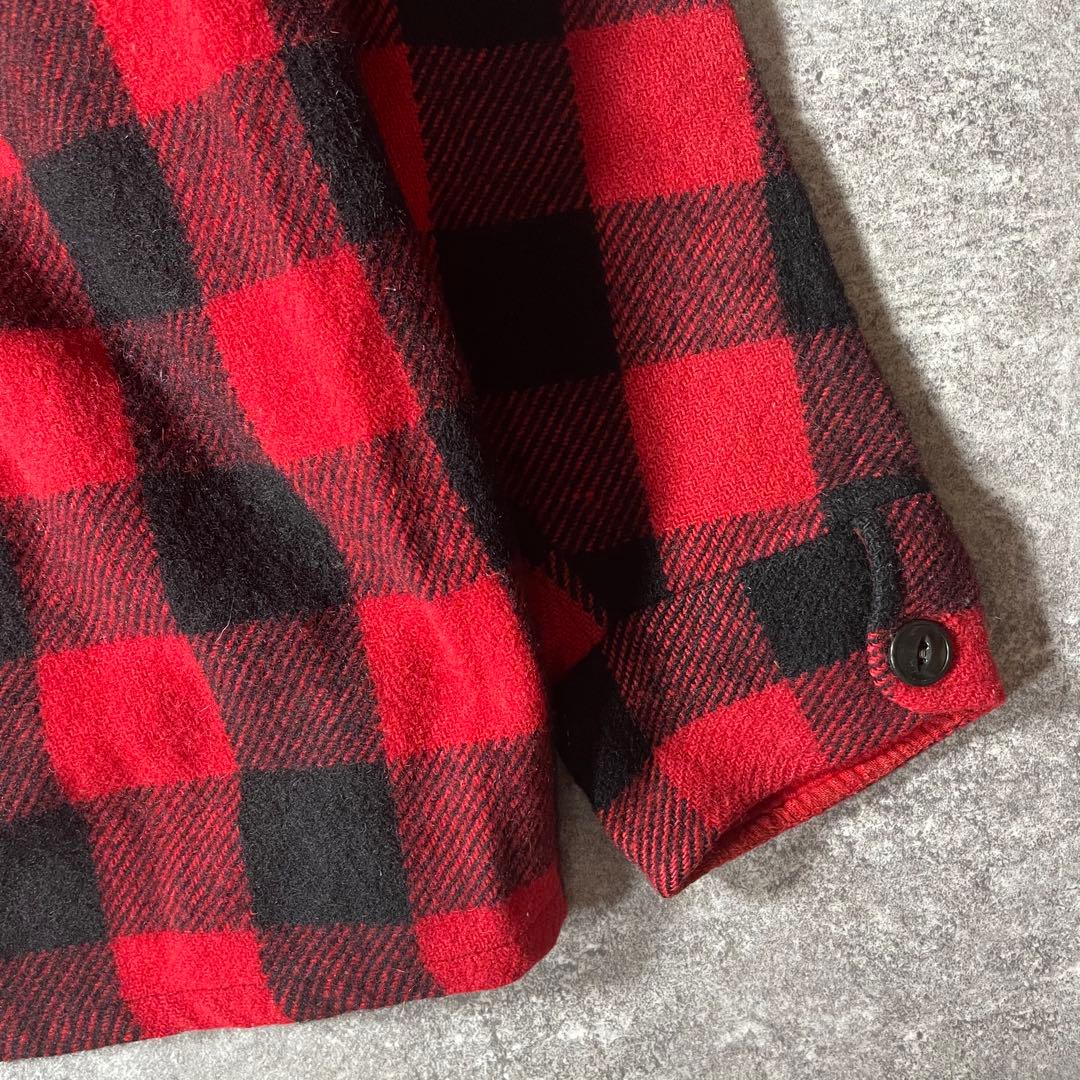 佐*夫様 カナダ製 バッファローチェックジャケット 猫目ボタン レッド ブラック