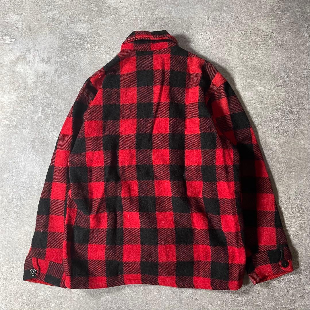 佐*夫様 カナダ製 バッファローチェックジャケット 猫目ボタン レッド ブラック