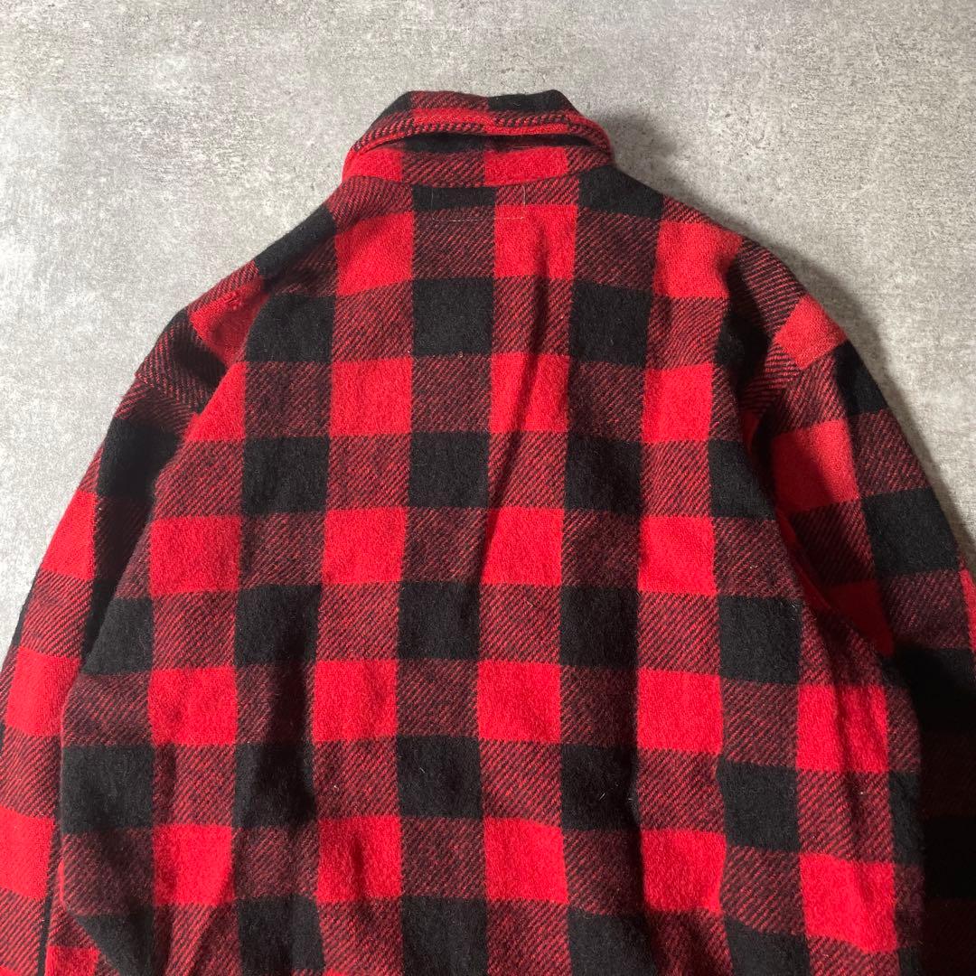 佐*夫様 カナダ製 バッファローチェックジャケット 猫目ボタン レッド ブラック