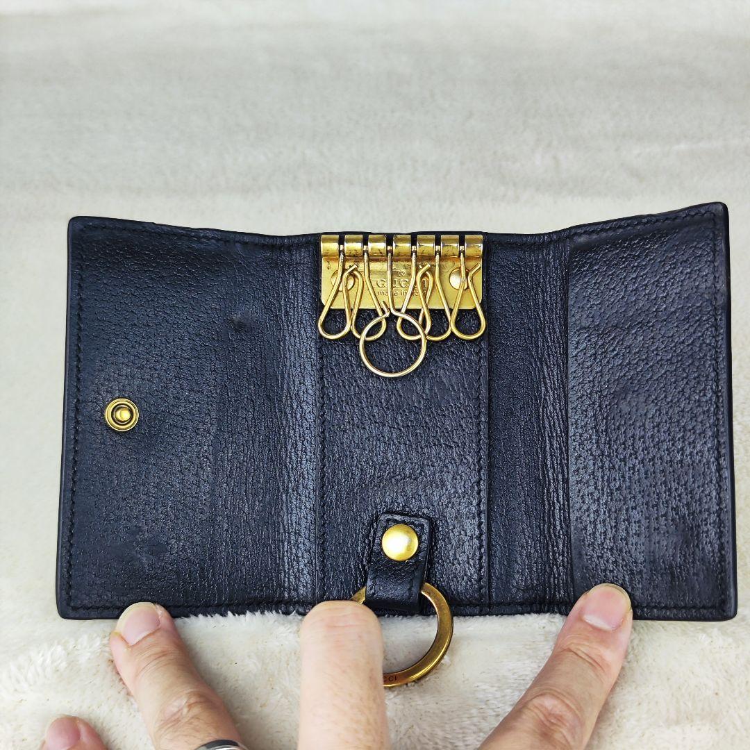 GUCCI グッチ キーケース マーモント GGロゴ 6連 レザー　ブラック