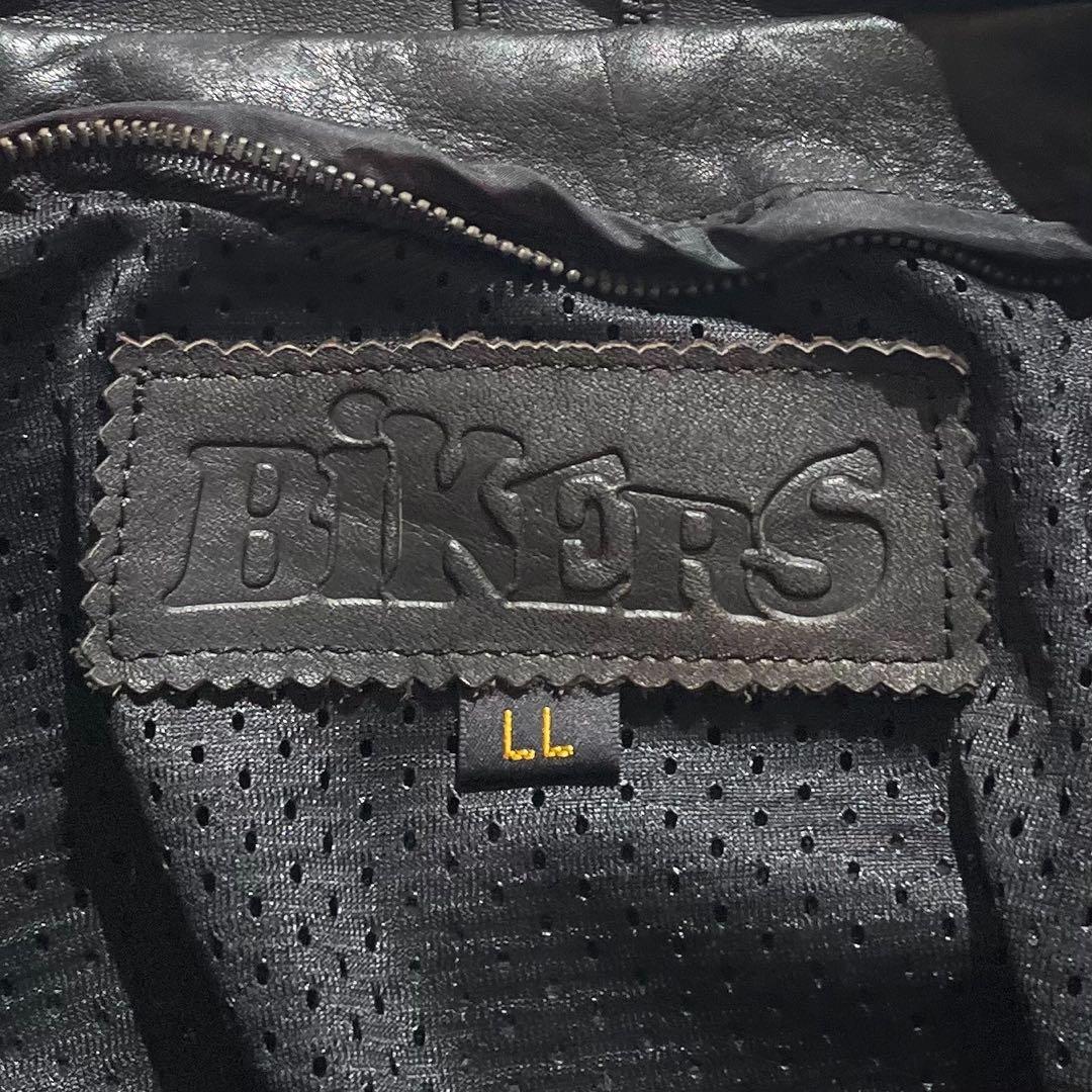 Bikers バトルジャケット ブラックレザー ダブルライダースジャケット　牛皮