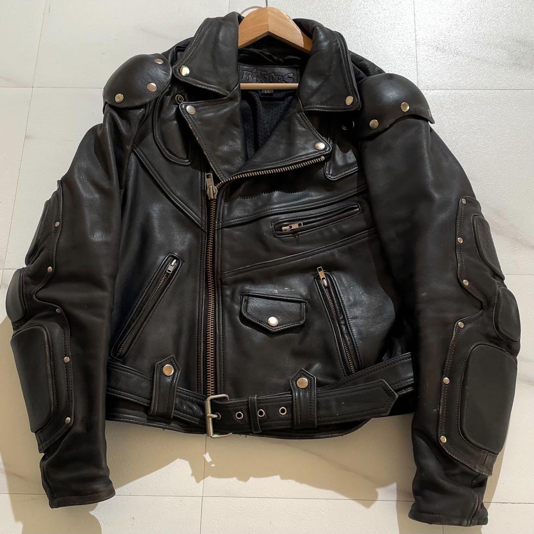 Bikers バトルジャケット ブラックレザー ダブルライダースジャケット　牛皮
