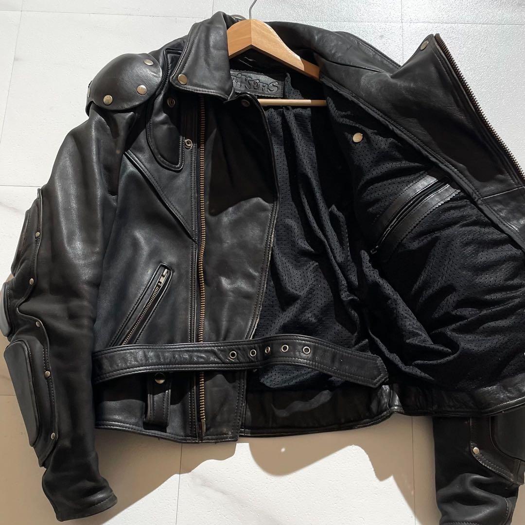 Bikers バトルジャケット ブラックレザー ダブルライダースジャケット　牛皮