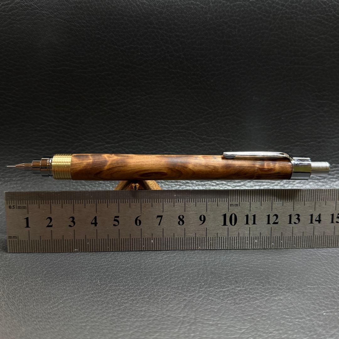 233屋久杉油木トラ杢　超低重心溝つき　真鍮