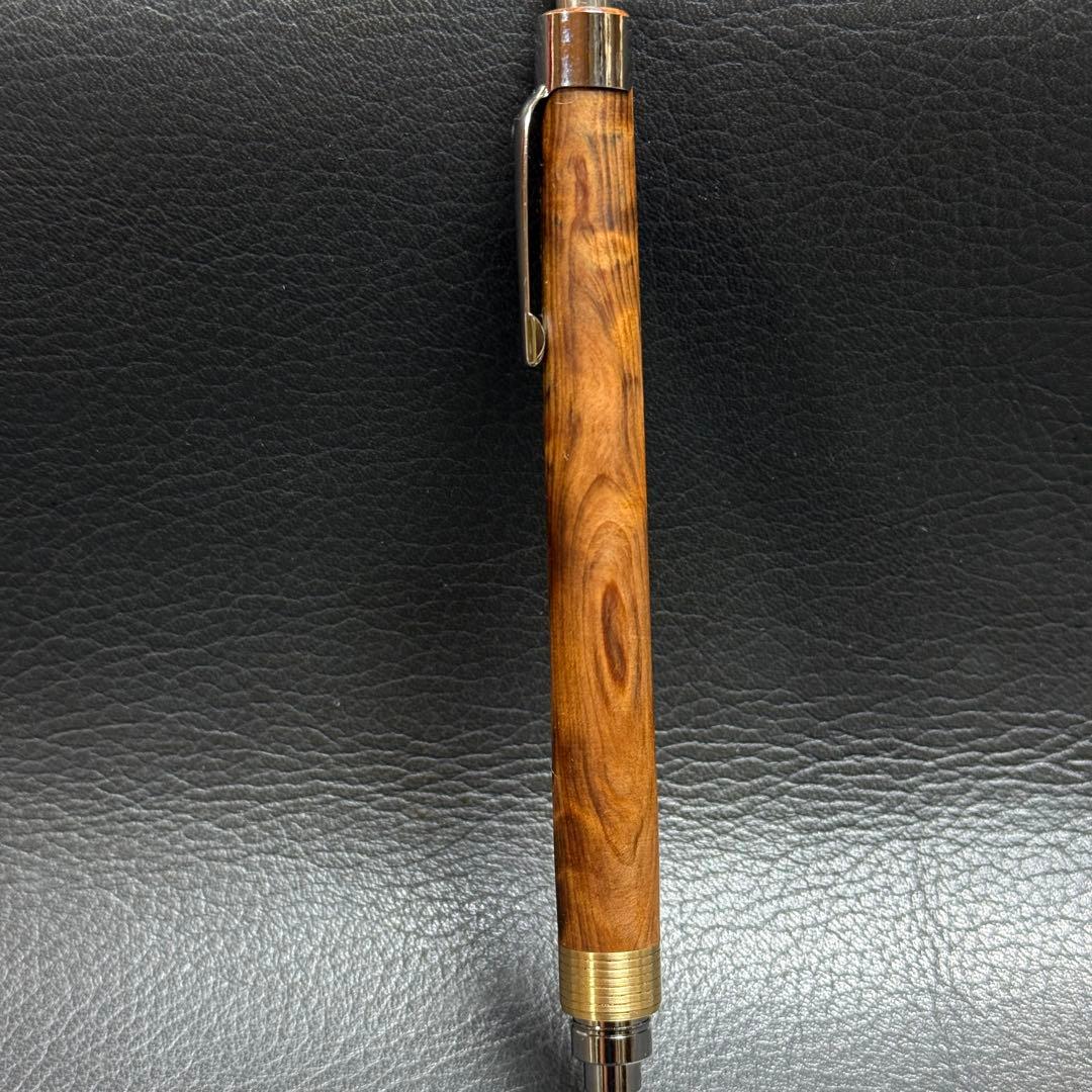 233屋久杉油木トラ杢　超低重心溝つき　真鍮