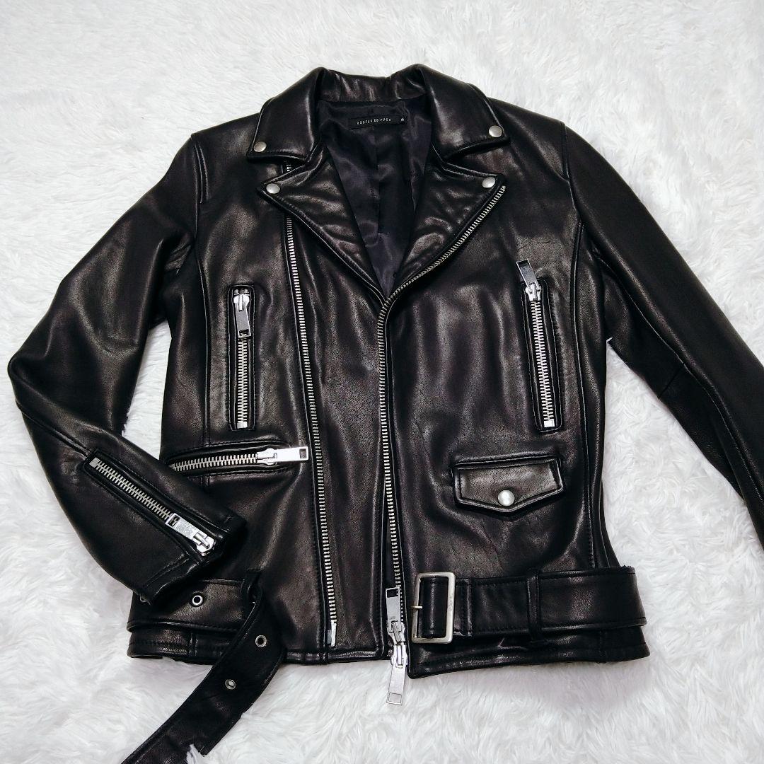 ✨美品✨FUGA 羊革 本革 レザー ダブル ライダース ジャケット 44 M