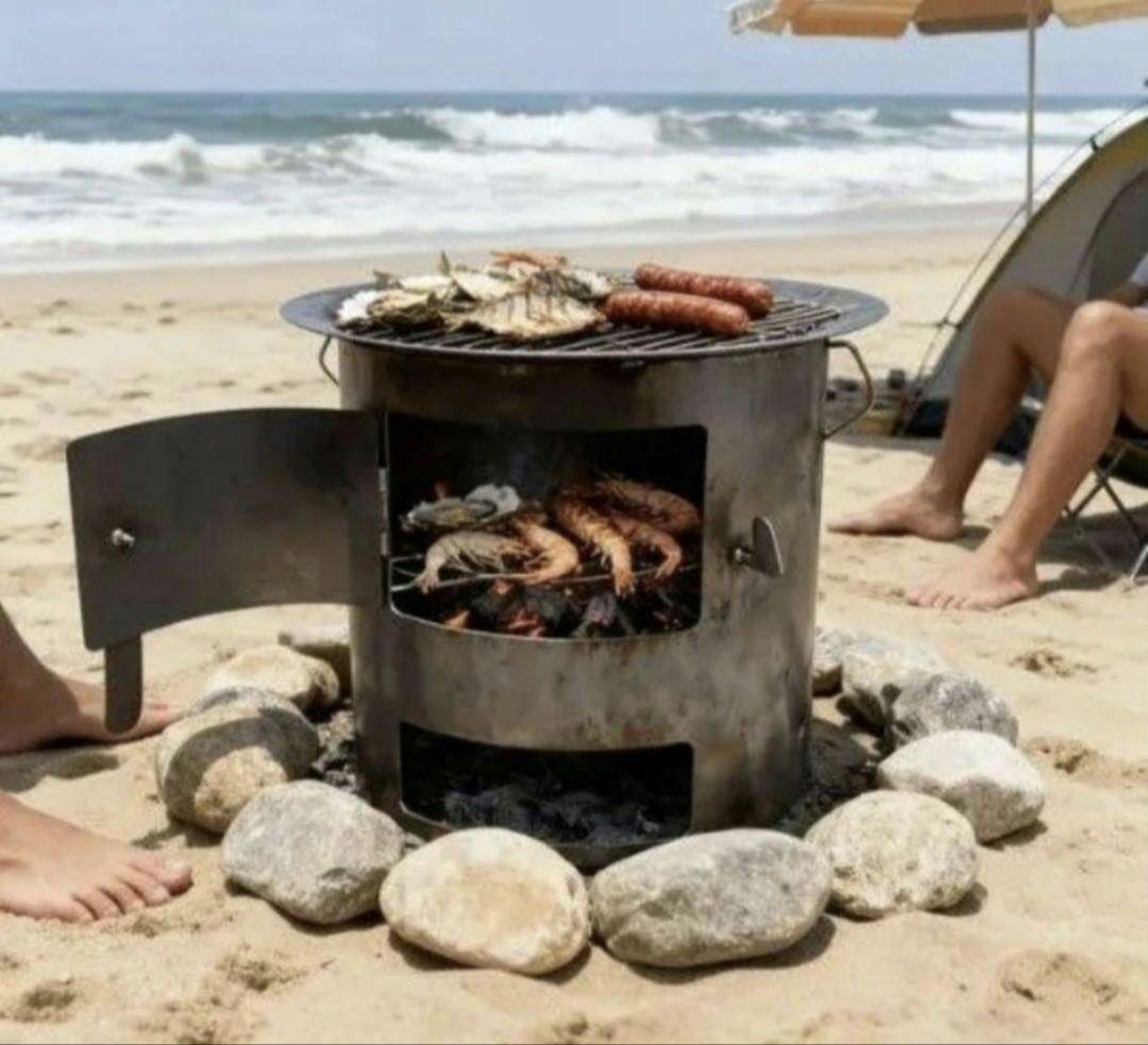 高耐久ステンレス網付／縦約27×横約25cm丁度よいカマド／焚き火台／軽量設計