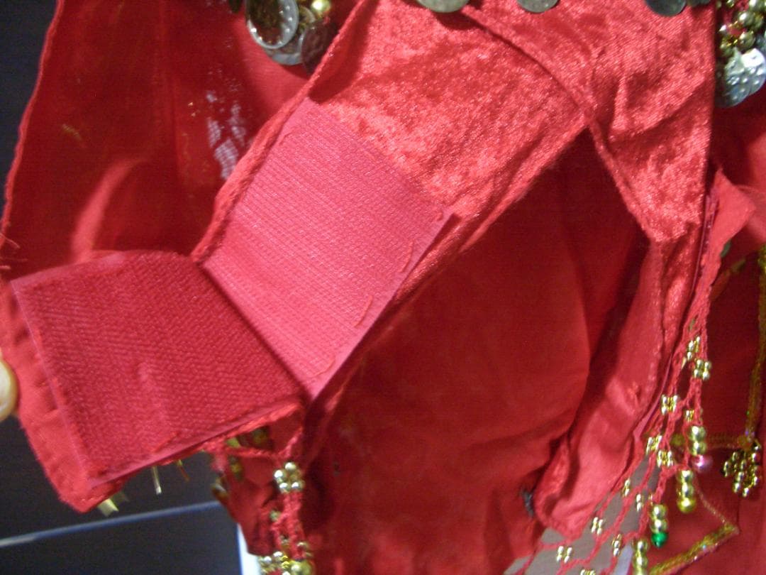 10人分　赤　ベリーダンス　セットアップ　ゴールド髪飾り&アームバンド付き