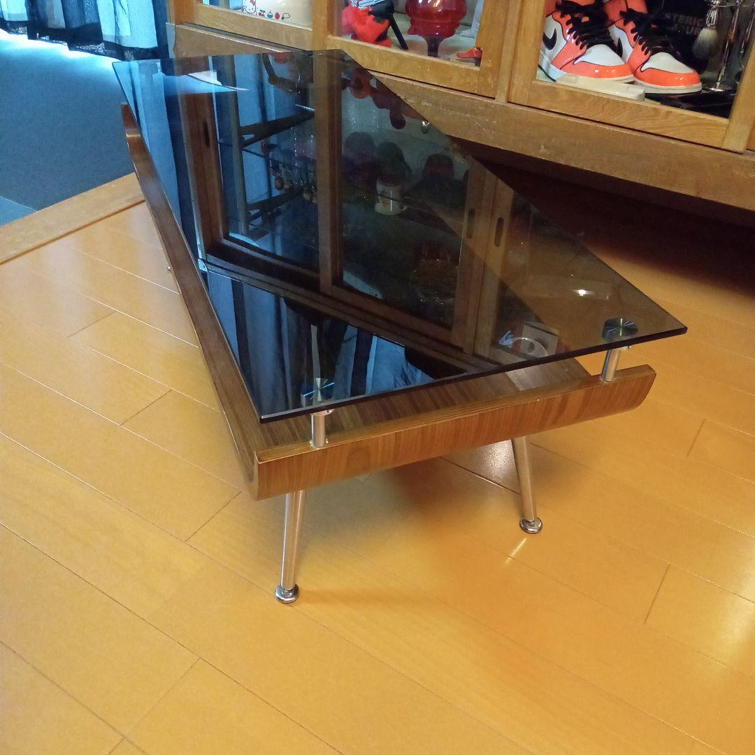 ミッドセンチュリー スペースエイジ プライウッド センターテーブル ガラス