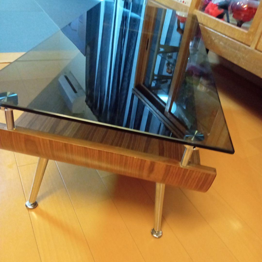 ミッドセンチュリー スペースエイジ プライウッド センターテーブル ガラス