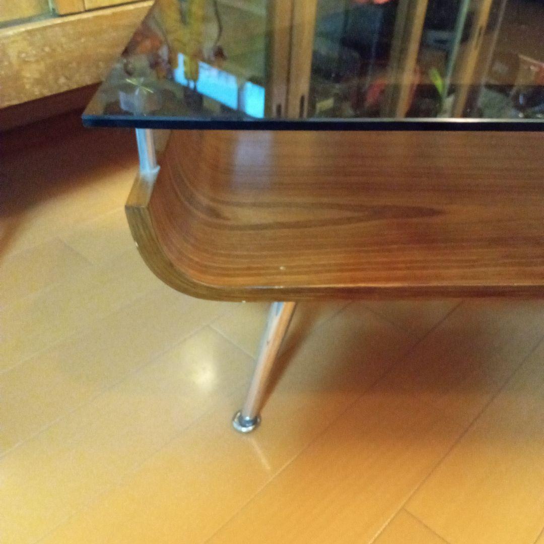 ミッドセンチュリー スペースエイジ プライウッド センターテーブル ガラス