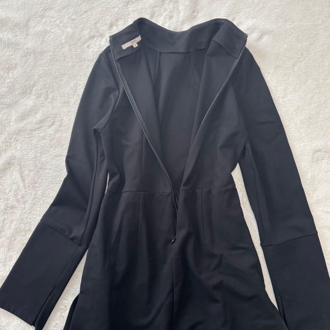 UN3D. アンスリード キルティングレイヤード ワンビース ロング ブラック