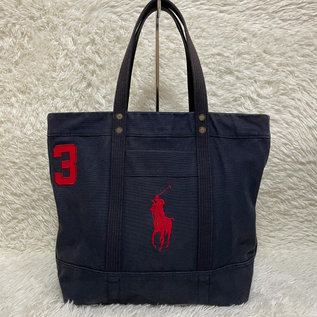 ポロ ラルフローレン　大容量 トートバッグ　ネイビー　刺繍 ポニーロゴ　A3対応