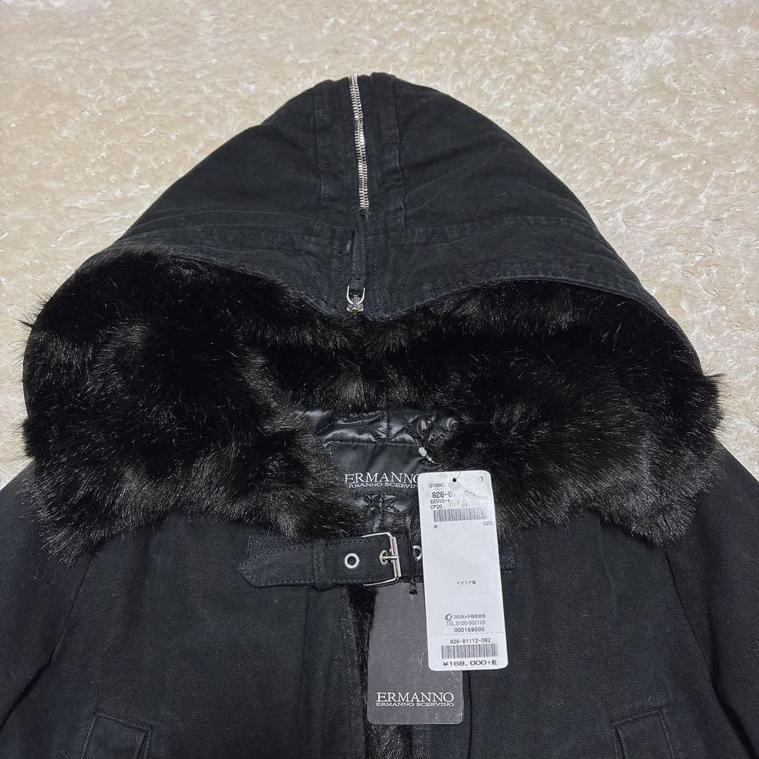 美品 エルマンノ シェルヴィーノ ダッフルコート キルティングライナー ファー