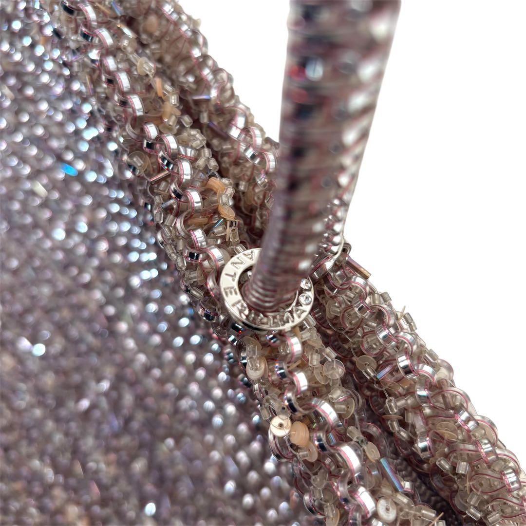 ANTEPRIMA ピンクシルバー ワイヤーバック　裏地付き トートバッグ