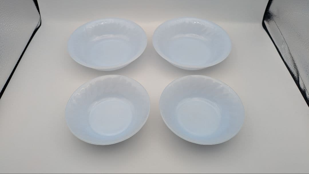 ファイヤーキング 初期GLASS アズライト スワール ボウル 2種4枚セット