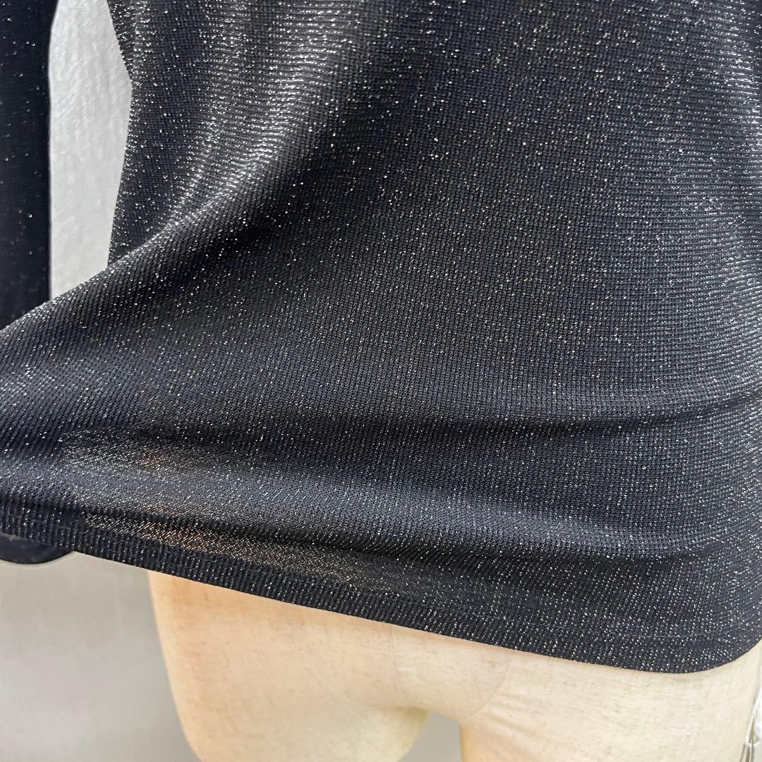 新品 社交ダンス トップス パワーネット ブラックラメ サイズ L