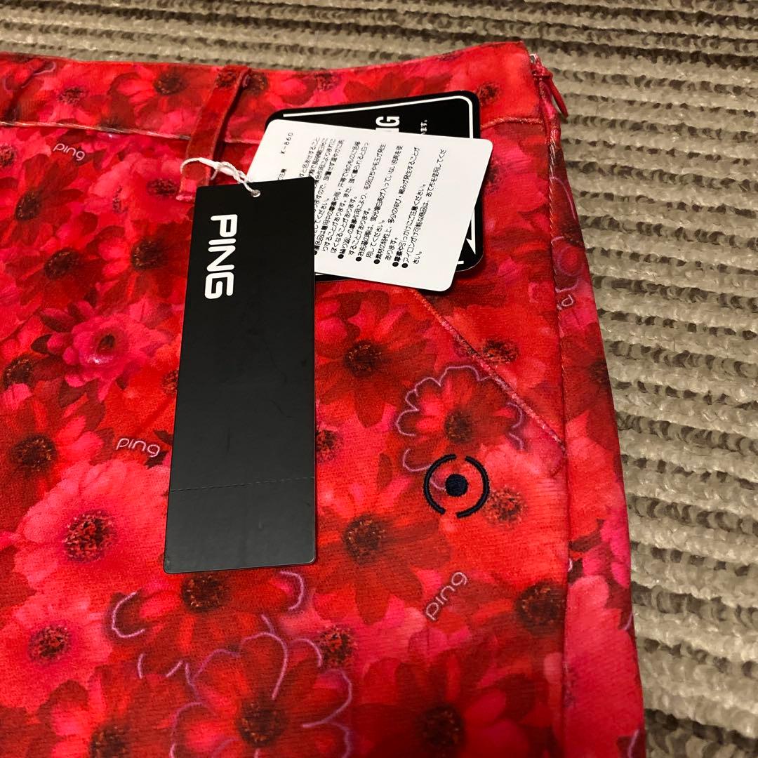 新品タグ付き　ピン　スカート　ゴルフウェア レディース　M 花柄　レッド　春秋