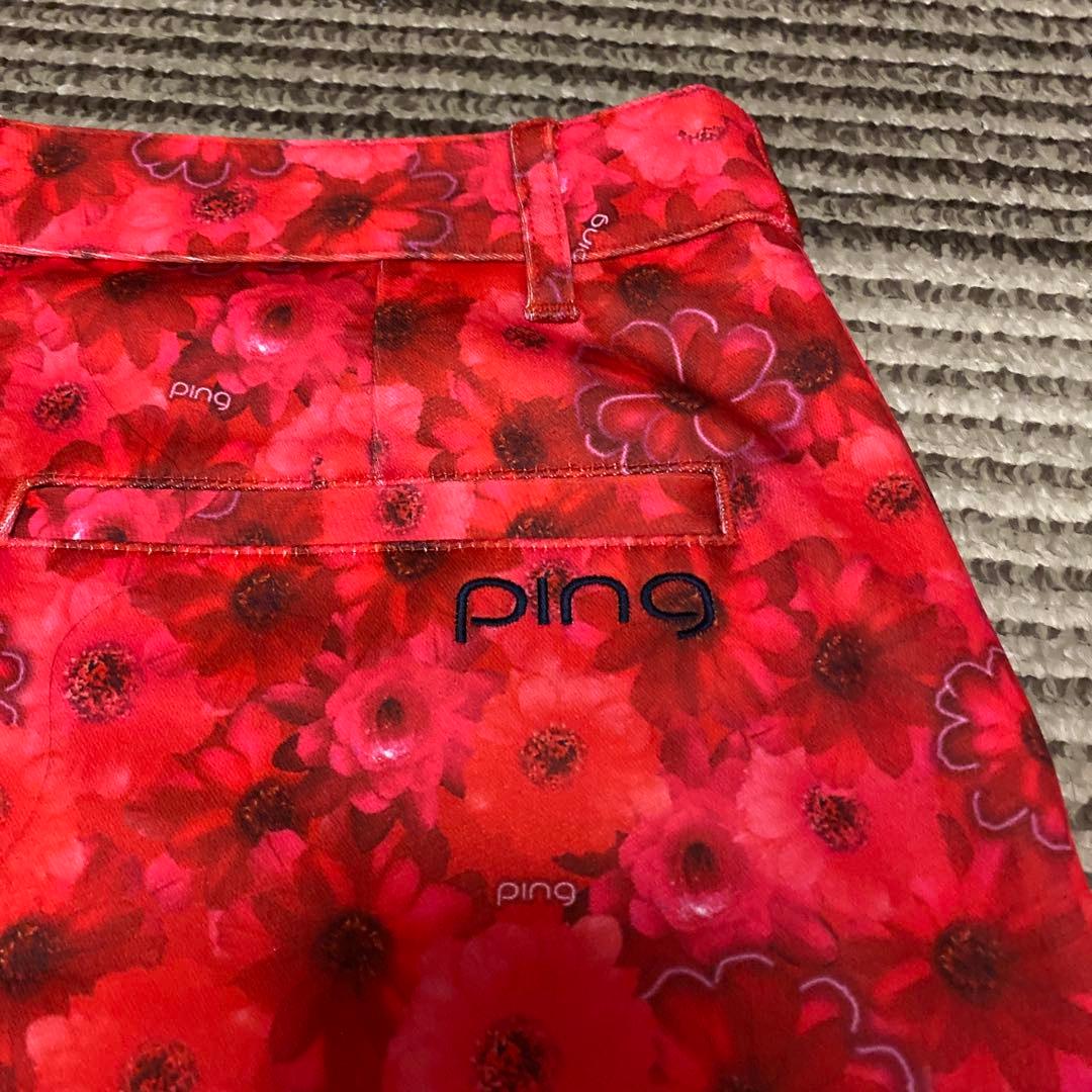 新品タグ付き　ピン　スカート　ゴルフウェア レディース　M 花柄　レッド　春秋