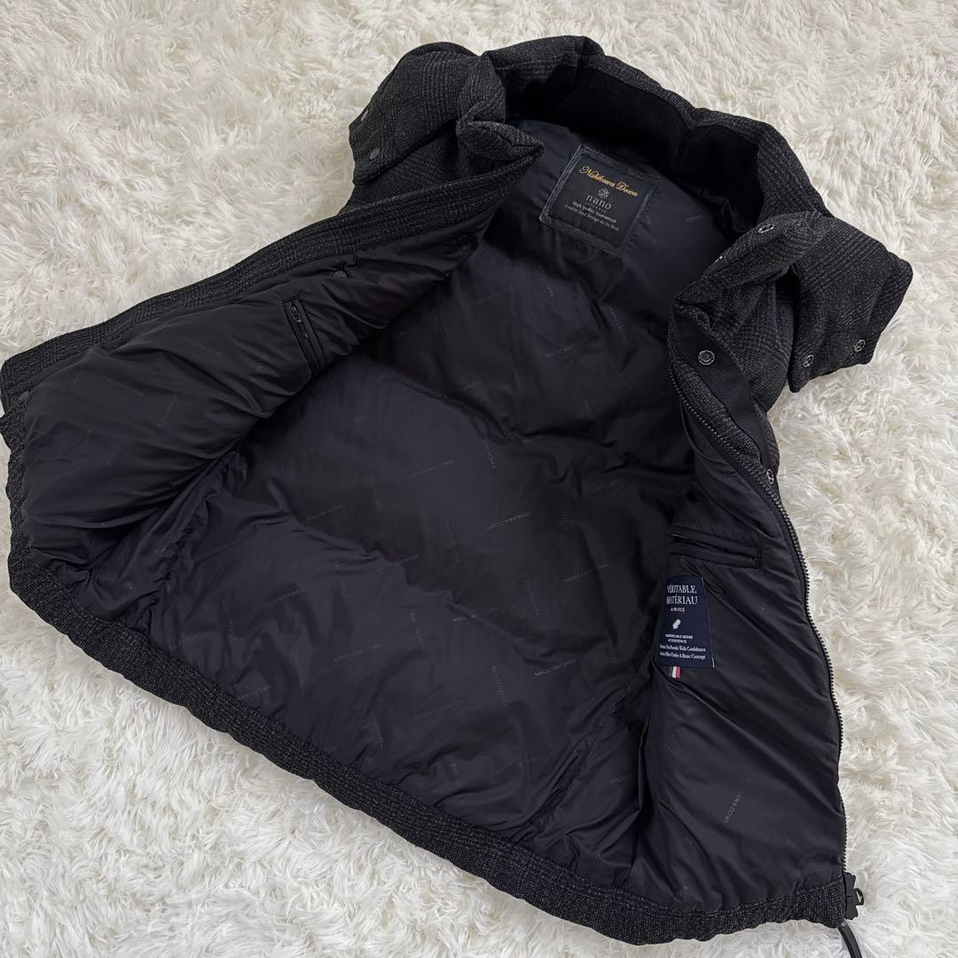 美品 ナノユニバース西川ダウン G4ベスト M フード着脱可 高機能 保温性抜群