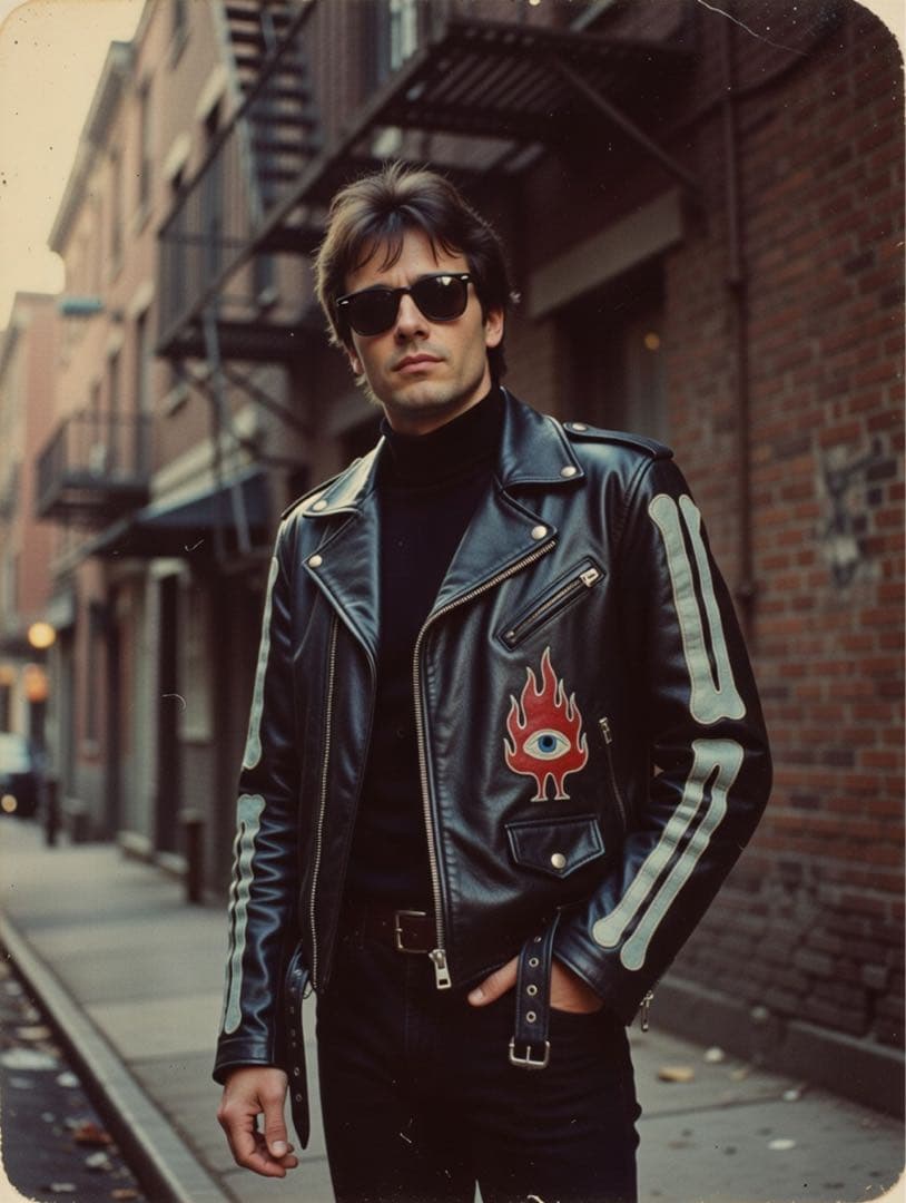 【USA製】ハンドペイント レザーダブルライダースジャケット